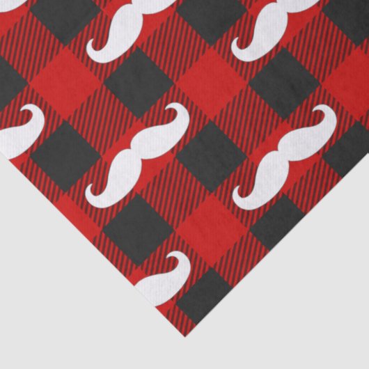 White Mustache Buffalo Kariert Black and Red Seidenpapier (Detail)
