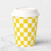 White Mustard Yellow Square Pattern Paper Cups Pappbecher (Links)