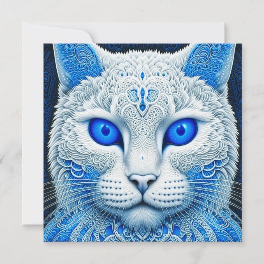 White Mystical Cat Ethereal AI Art (Vorderseite)