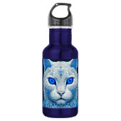 White Mystical Cat Ethereal AI Art Edelstahlflasche (Vorderseite)