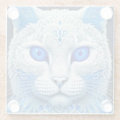 White Mystical Cat Ethereal AI Art Glasuntersetzer (Rückseite)