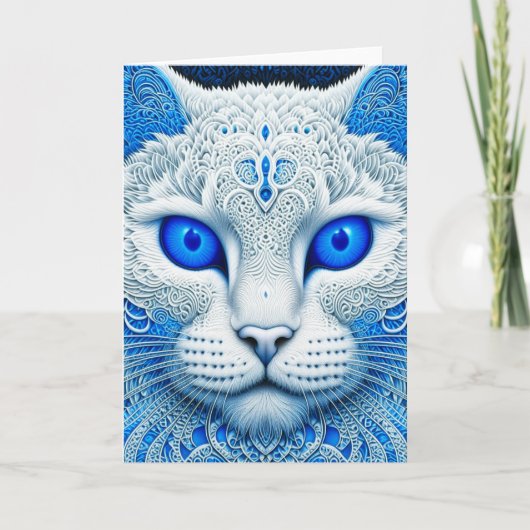 White Mystical Cat Ethereal AI Art Karte (Vorderseite)