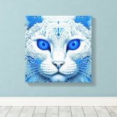 White Mystical Cat Ethereal AI Art Leinwanddruck (Insitu (Holzboden))