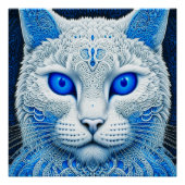 White Mystical Cat Ethereal AI Art Poster (Vorderseite)