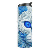 White Mystical Cat Ethereal AI Art Thermosbecher (Nach links gedreht)