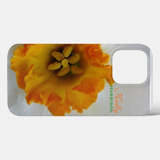 White N Orange Daffodil Personalisiert Case-Mate iPhone Hülle (Rückseite (Horizontal))
