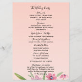 White Narcissus auf Apricot Pink Hochzeitsprogramm Programm (Rückseite)