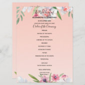 White Narcissus auf Apricot Pink Hochzeitsprogramm Programm (Vorne/Hinten)