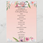 White Narcissus auf Apricot Pink Hochzeitsprogramm Programm (Vorderseite)