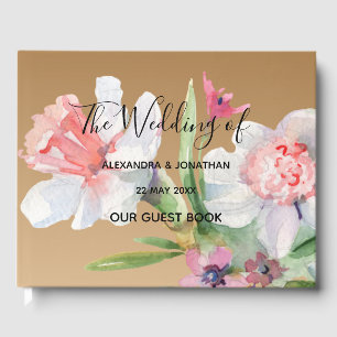 White Narcissus auf Champagne Floral Wedding Gästebuch