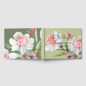 White Narcissus auf Sage Floral Wedding Guest Book Gästebuch (Voll)