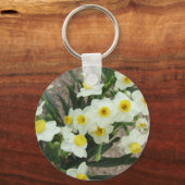 White Narcissus Blume Schlüsselanhänger (Vorderseite)