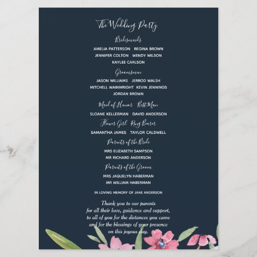 White Narcissus über das Hochzeitsprogramm der Mar Programm (Rückseite)