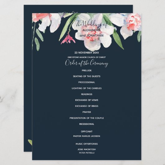 White Narcissus über das Hochzeitsprogramm der Mar Programm (Vorne/Hinten)