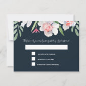 White Narcissus über Navy UAWG and Menu RSVP Karte (Vorderseite)