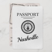 White Nashville Passport Save the Date (Vorne/Hinten)