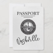 White Nashville Passport Wedding Einladung (Rückseite)