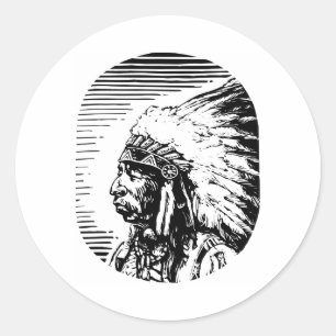 White Native American Runder Aufkleber