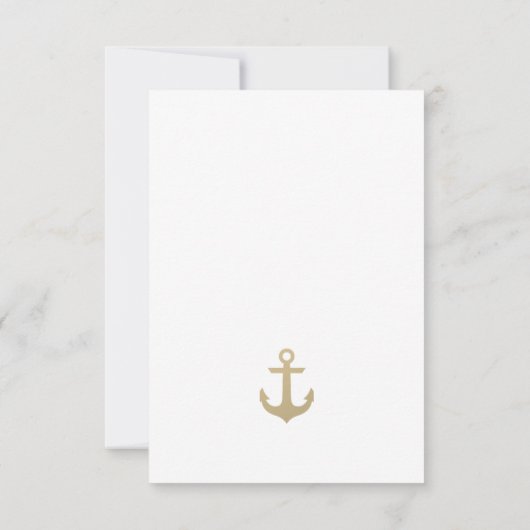 White Nautic Gold Anchor Response RSVP Card (Rückseite)