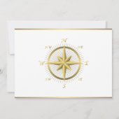 White Nautical Wedding Einladungen Gold Compass (Rückseite)