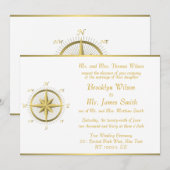 White Nautical Wedding Einladungen Gold Compass (Vorne/Hinten)
