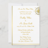 White Nautical Wedding Einladungen Gold Compass (Vorderseite)