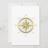 White Nautical Wedding Einladungen Gold Compass (Rückseite)