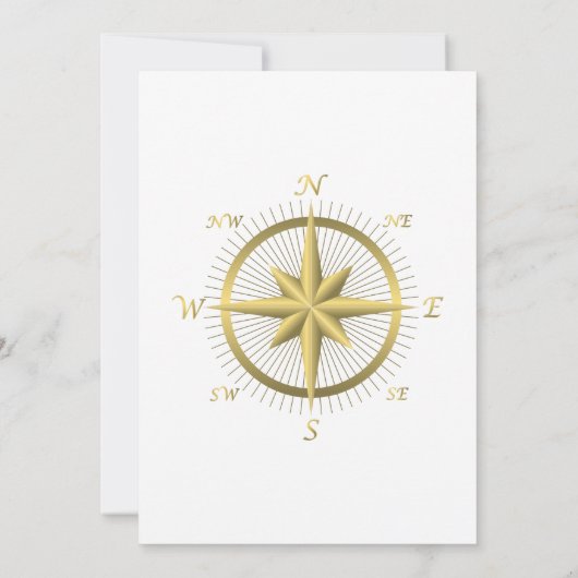 White Nautical Wedding Einladungen Gold Compass (Rückseite)