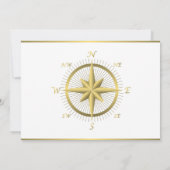 White Nautical Wedding Einladungen Gold Compass (Rückseite)