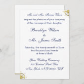 White Nautical Wedding Einladungen Gold Compass (Vorne/Hinten)