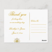 White Nautical Wedding Vielen Dank Postkarten (Rückseite)
