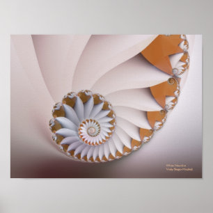 White Nautilus Abstrakt Seashell Fine Fraktal Poster