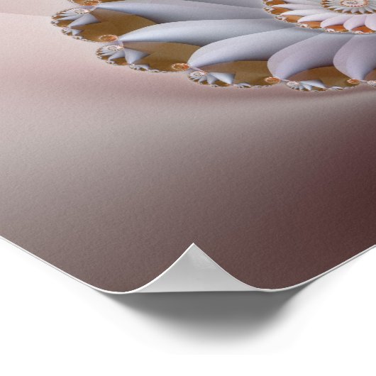 White Nautilus Abstrakt Seashell Fine Fraktal Poster (Ecke)