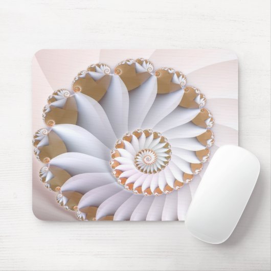 White Nautilus Niedlich Abstrakt Seashell Art Mousepad (Mit Mouse)