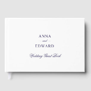 White Navy Blue Bridge und Groom Wedding Guest Boo Gästebuch