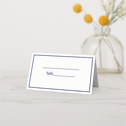 White Navy Blue Diamond Monogram Schriftart DIY BG Platzkarte (Vorderseite)