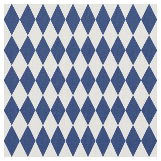 White & Navy Blue Harlequin Diamonds Stoff (Nahaufnahme)