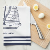 White Navy Blue Life is Better am Lake Geschirrtuch (Viertel Falte)