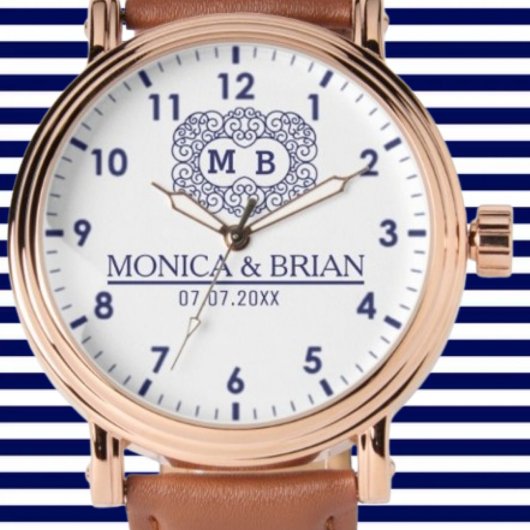 White navy blue Monogram Armbanduhr