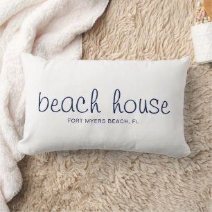 White Navy Blue Nautic Beach House - Benutzerdefin Lendenkissen