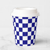 White Navy Blue Square Pattern Paper Cups Pappbecher (Rechts)