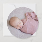 White & Navy Blume Baby Foto Taufe Einladung (Rückseite)