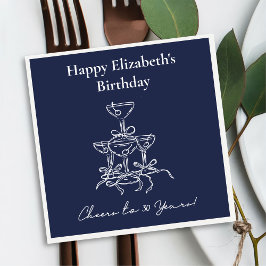 White & Navy Cheers bis 30 Jahre Geburtstag Napkin Serviette