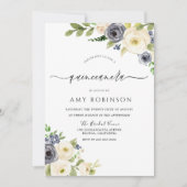 White & Navy Elegantes Wassercolor Quinceanera Par Einladung (Vorderseite)