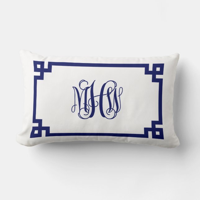 White Navy Griechisch Key Vinci Monogram DIY BG Lendenkissen (Vorderseite)