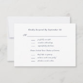 White Navy Script Menu Selection Wedding RSVP  (Vorderseite)