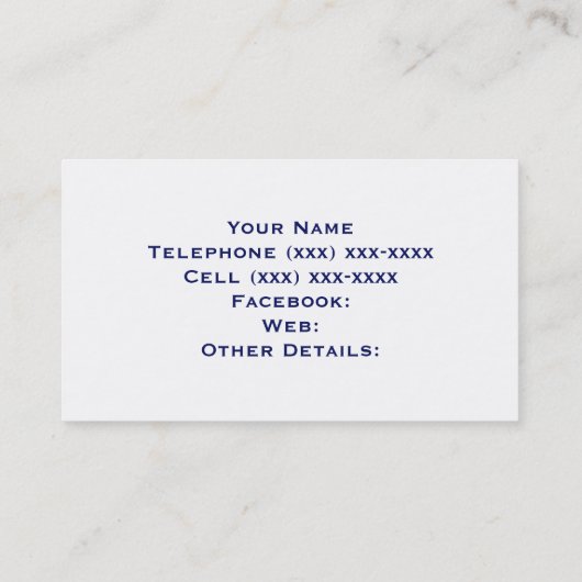 White Navy Vert Strip 6x Pnk Vine Monogram DIY BG Visitenkarte (Rückseite)