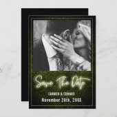 White Neon Boxwood Wedding Foto Save The Date (Vorne/Hinten)