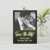 White Neon Boxwood Wedding Foto Save The Date (Stehend Vorderseite)