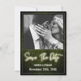 White Neon Boxwood Wedding Foto Save The Date